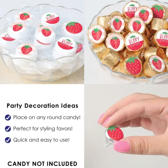 Big Dot of Happiness Berry Sweet Strawberry - Fruit Themed Birthday Party or Baby Shower Small Round Candy Stickers - Party Favor Labels - 324 Count {6}