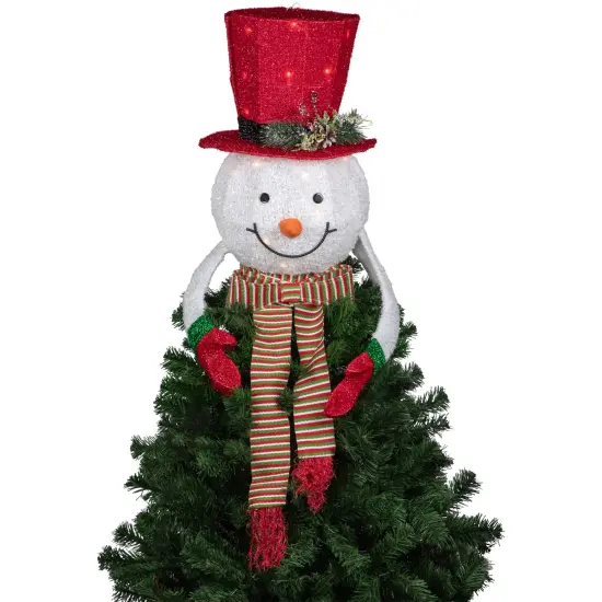Northlight 21.5" Lighted Snowman with Red Top Hat Christmas Tree Topper {5}