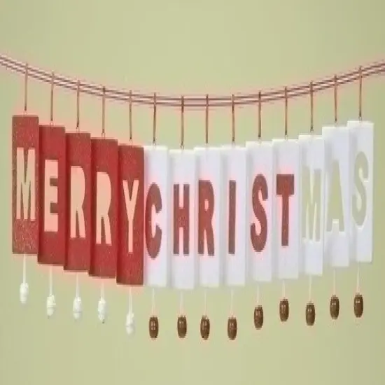 Roman Pack of 12 Merry Christmas Felt Garlands with Jingle Bell Accents 3' Red {1}