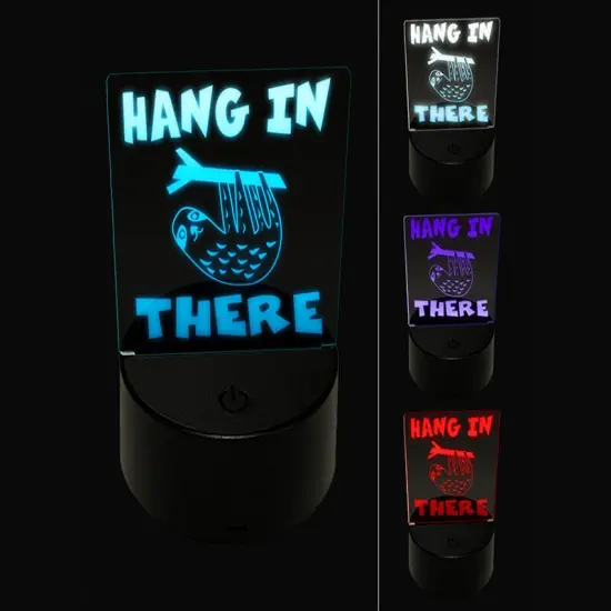 Hang in There with Sloth Teacher Motivational 3D Illusion LED Night Light Sign Nightstand Desk Lamp {1}