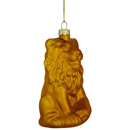 Northlight Sitting Lion Glass Christmas Ornament - 2.5" - Gold {5}