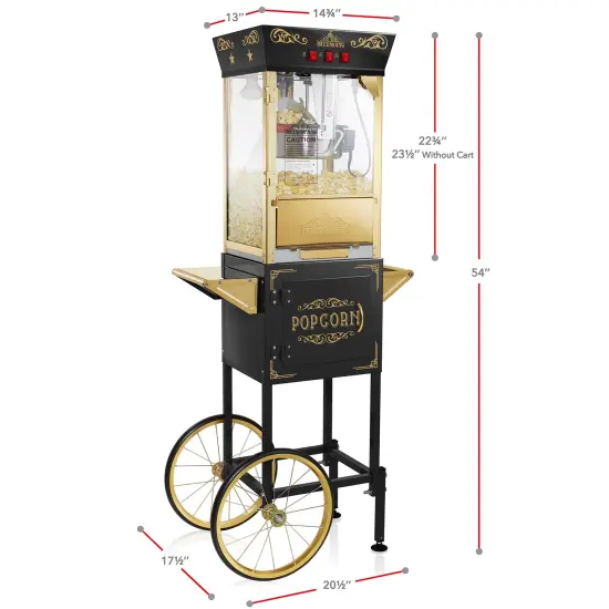 Olde Midway Movie Theater-Style Popcorn Machine Maker with Cart and 8-Ounce Kettle, Vintage-Style Popper on Wheels {5}