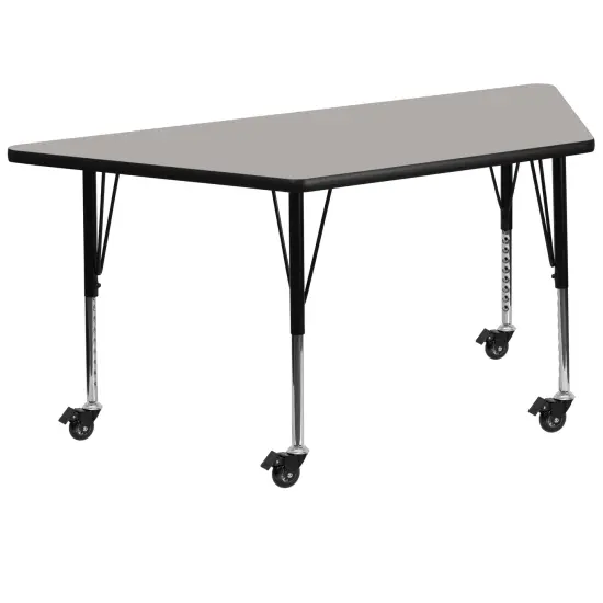 Emma and Oliver Mobile 22.5x45 Trapezoid HP Laminate Preschool Activity Table Gray {1}