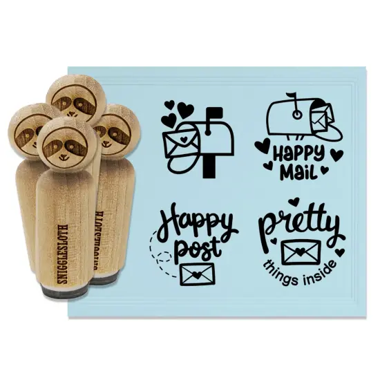 Happy Mail Post Letter Envelope Mailbox Rubber Stamp Set for Stamping Crafting Planners {7}