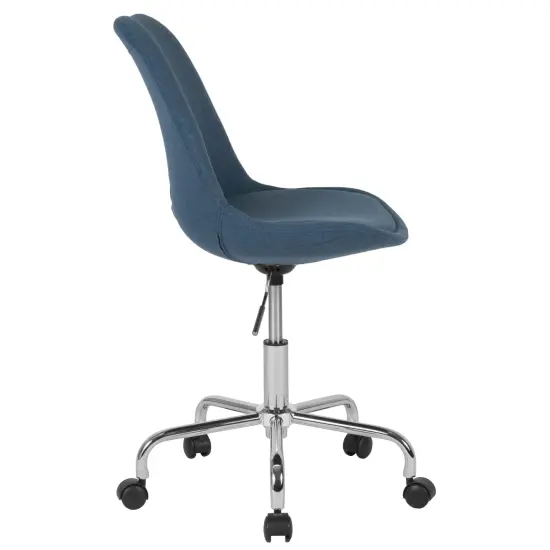 Merrick Lane Marilyn Swivel Office Chair with Height Adjustable Swivel Seat in Stylish Upholstery Blue {5}