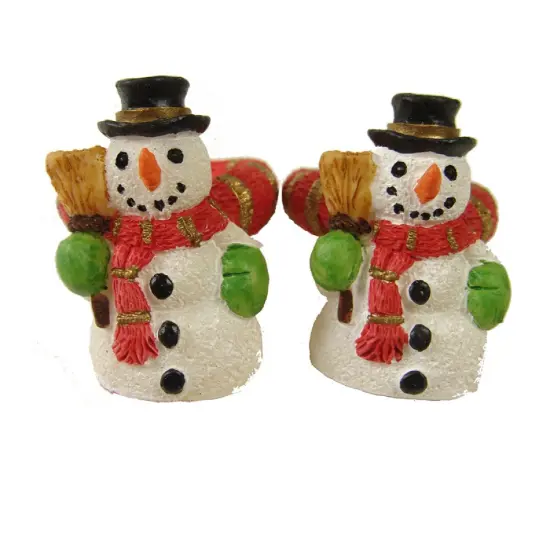CC Christmas Decor 288 White and Orange Friendly Snowman Christmas Taper Candle Rings 1.25" {3}