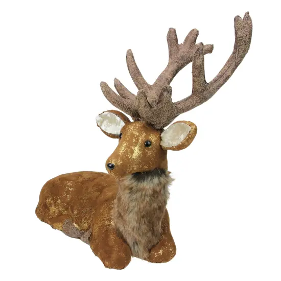 Northlight Reindeer Lying Down Christmas Figure - 16.5&rdquo; - Brown and Gold {3}