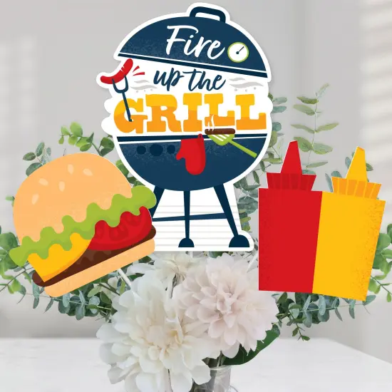 Big Dot of Happiness Fire Up the Grill - Summer BBQ Picnic Party Centerpiece Sticks - Table Toppers - Set of 15 {1}