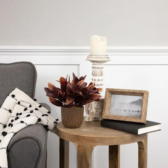 Northlight Two-Tone Artificial Foliage Plant in a Textured Lined Pot - 8" Orange {3}