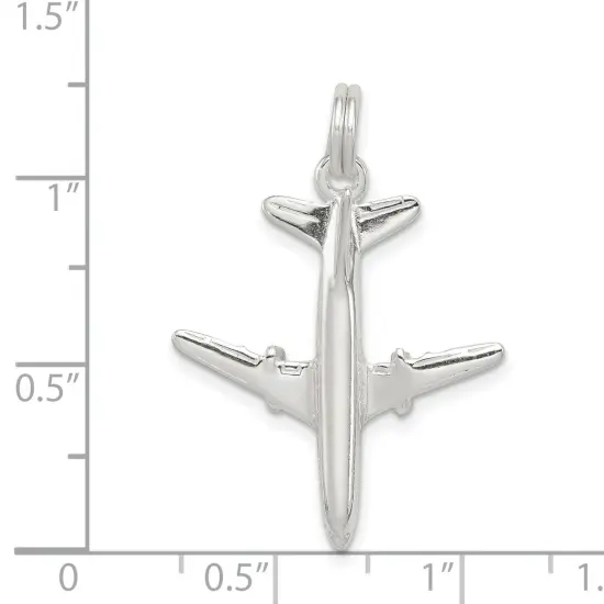Sterling Silver Airplane Charm Airliner Pendant Jewelry 25mm x 22mm {2}