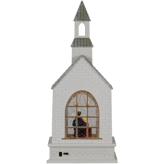 Northlight LED Lighted Holy Family Church Scene Christmas Snow Globe - 12" Ivory {7}