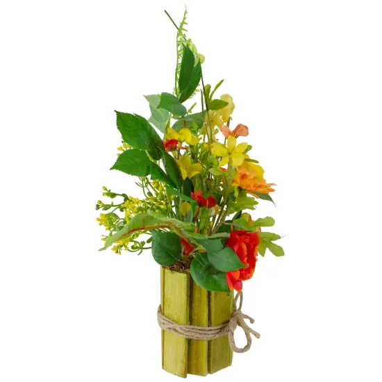 Northlight Potted Ranunculus and Rose Floral Spring Decoration - 13" Orange {5}