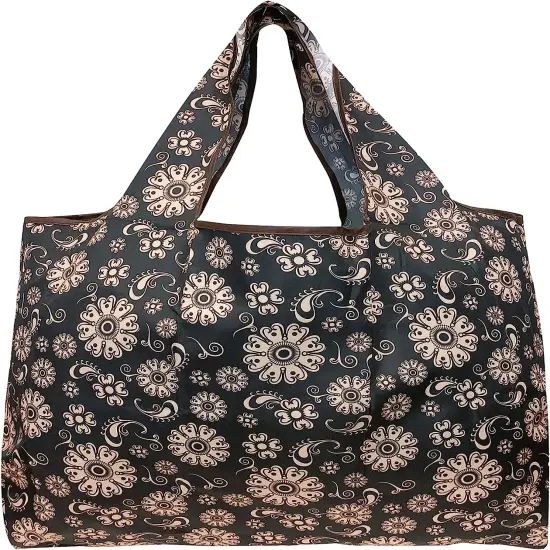 Wrapables Large Foldable Tote Nylon Reusable Grocery Bag, 3 Pack Going Places {9}