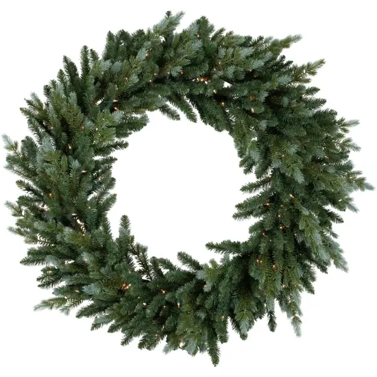 Northlight Real Touch&trade; Pre-Lit Blue Spruce Artificial Christmas Wreath - 48" - Clear Lights Green {1}