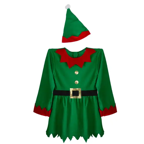 Northlight Christmas Elf Women's Costume Green Dress and Hat - Plus Size Red {5}
