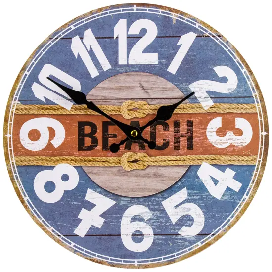 Northlight 12" Battery Operated "Beach" Round Wall Clock Blue {1}