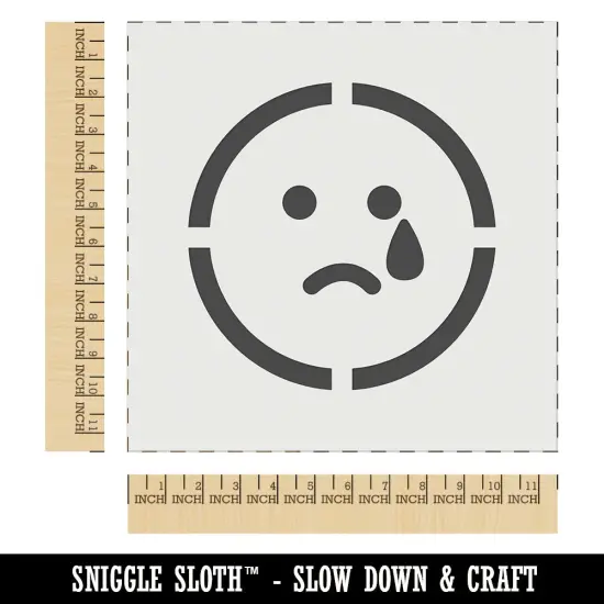 Sad Tear Crying Frown Face Emoticon Wall Cookie DIY Craft Reusable Stencil {1}