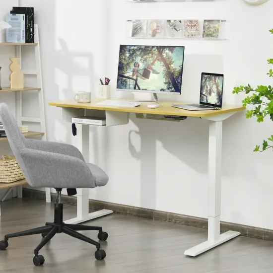 48 Inches Electric Standing Height Adjustable Computer Desk with USB Port and Cable Management tray Natural {2}