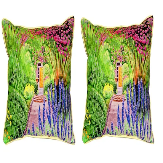 Pair of Betsy Drake Garden Door Large Indoor/Outdoor Pillows {1}