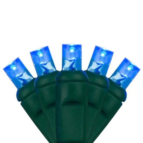70 Blue 5mm LED Christmas Lights, Green Wire, 4" Spacing {1}