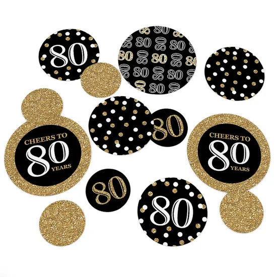 Big Dot of Happiness Adult 80th Birthday - Gold - Birthday Party Giant Circle Confetti - Party Decorations - Large Confetti 27 Count {1}