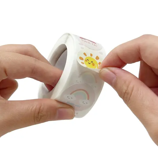 Wrapables 1 Inch Reward, Birthday, Thank You Stickers for Teachers, Students, Classrooms, Party Favors, Gifts, Boxes & Bags (1000pcs) Weather & Floral {3}