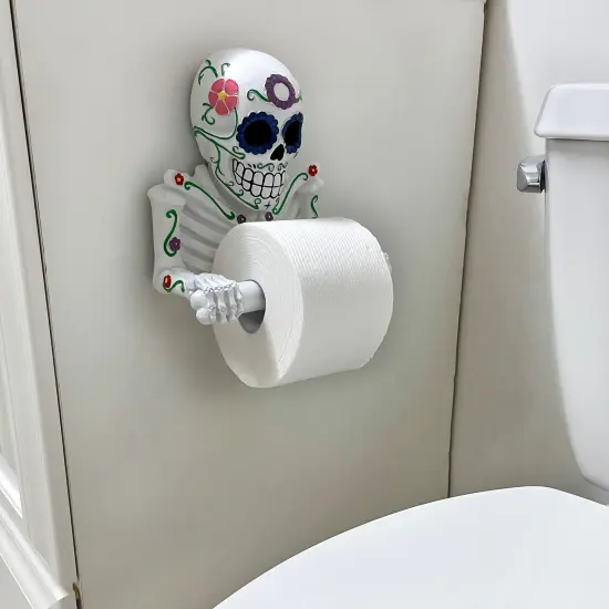 Smelly Skelly White Day of the Dead Sugar Skull Toilet Tissue Holder {5}