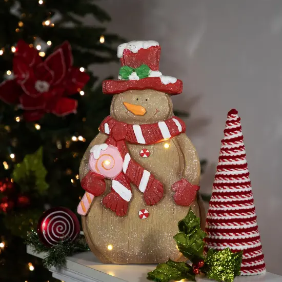 Northlight LED Lighted Gingerbread Snowman with Lollipop Christmas Figure - 15.5" Brown {3}
