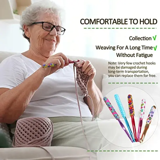 Warm Crochet Hooks Large, 10mm 9mm 8mm 7mm 6.5mm Large Crochet Hooks for Chunky Yarn Blanket Sweater Thick Wool, Big Crochet Kit for Arthritic Hands Knitting & Crochet Supplies {5}
