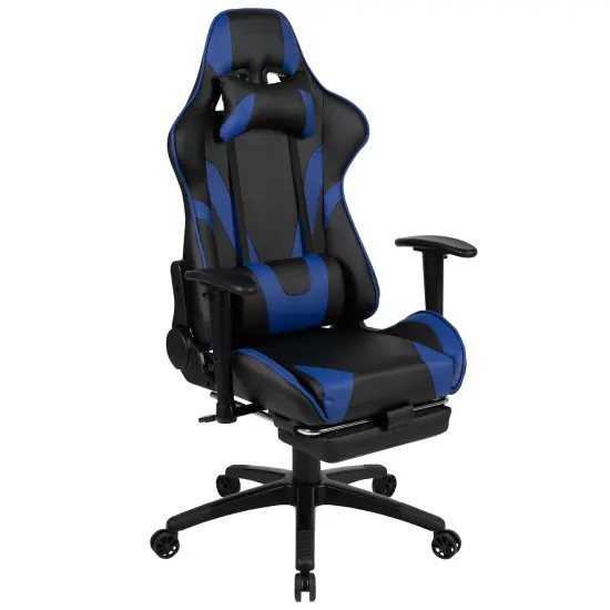 Emma and Oliver Z300 Gaming Racing Office Ergonomic PC Chair with Reclining Back and Footrest Blue {1}