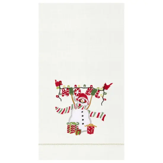 Noel Snowman Hemstitch Decorative Guest Towel {1}