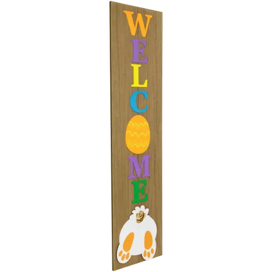 Northlight Welcome Easter Egg Wooden Porch Board Sign - 39.25" Brown {6}