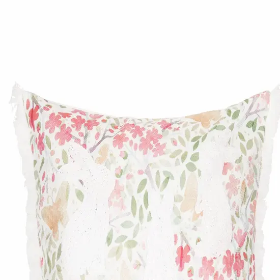 Spring Silhouette Easter Bunnies Rabbits Floral Flowers Decorative Accent Throw Pillow, 18" x 18" {3}
