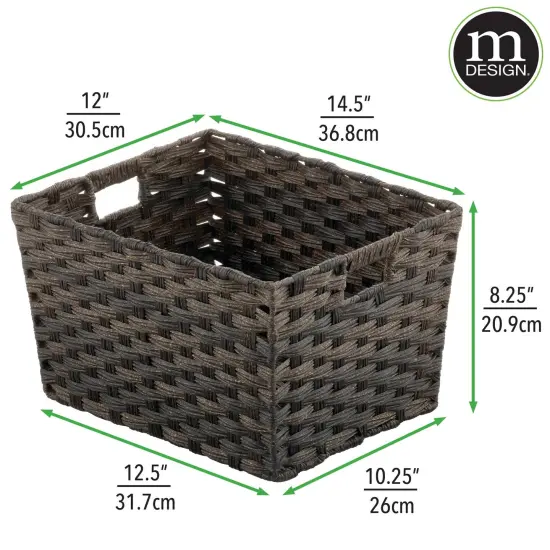 mDesign Wide Rectangular Woven Home Storage Basket Bin, 2 Pack {2}