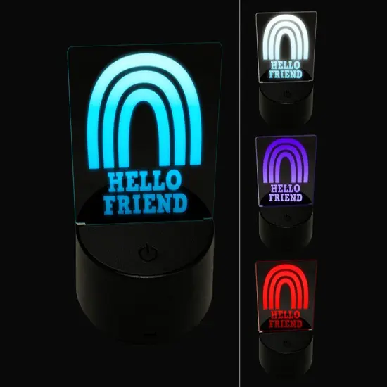 Hello Friend Fun Rainbow 3D Illusion LED Night Light Sign Nightstand Desk Lamp {1}