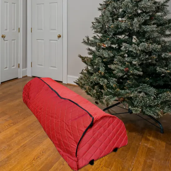 Simple Living Red Quilted Rolling Christmas Tree Storage Bag for Trees Up to 12ft {3}