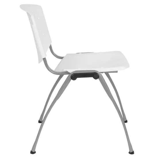 Emma and Oliver Home and Office Plastic Stack Chair with Perforated Back - Guest Chair White {5}