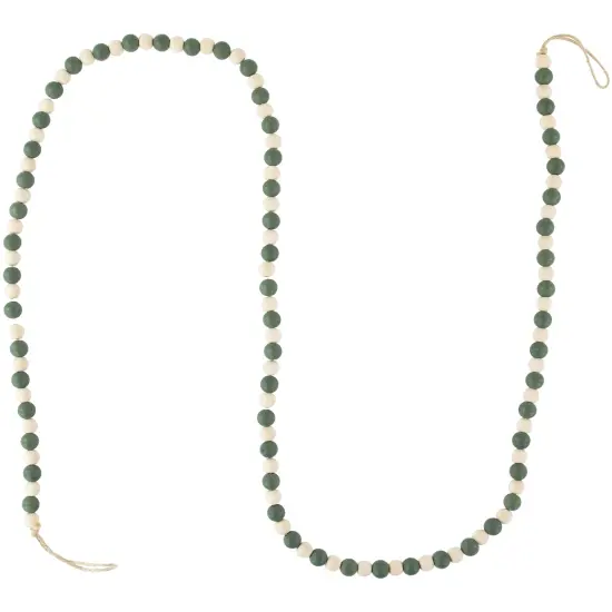 Northlight 6' Green and Cream Wooden Beads Christmas Garland, Unlit {7}