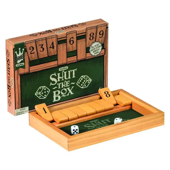Schylling Shut the Box Game, Dice Board Game for Math Skills, Wooden Box {1}