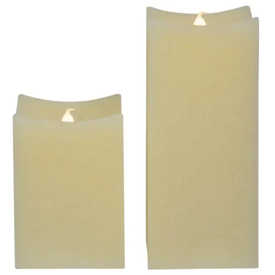 Northlight LED Flickering Flameless Wax Rectangular Candles - 8" - Cream - Set of 2 Ivory {6}