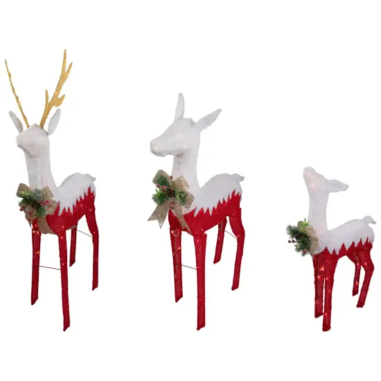 Northlight Lighted Reindeer Family Outdoor Christmas Decoration - 52.5" - Warm White -Set of 3 Red {5}