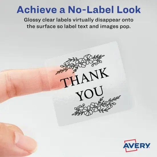 Avery Printable Blank Square Labels, 2" x 2", Glossy Crystal Clear, 120 Customizable Labels (22853) {2}