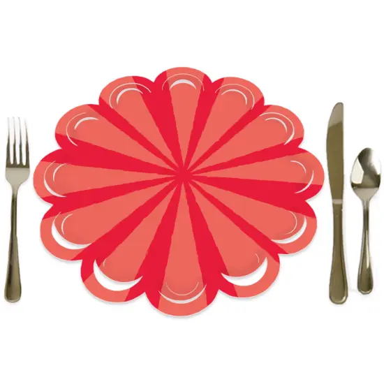 Big Dot of Happiness Red Stripes - Simple Party Round Table Decorations - Paper Chargers - Place Setting For 12 {1}