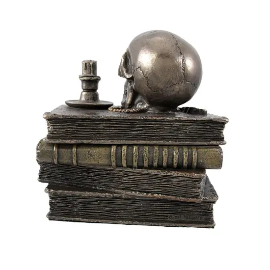 Bronze Wizard`s Study Books and Skull Trinket Stash Box {4}