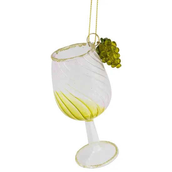 Northlight 4.25" Yellow Wine Glittered Glass Christmas Ornament {1}