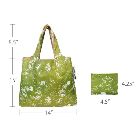 Wrapables Foldable Tote Nylon Reusable Grocery Bag (Set of 2) Green Paradise {3}