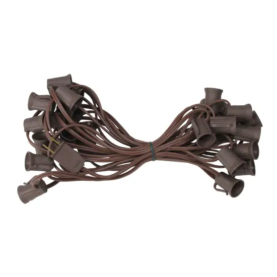 Northlight Commercial Grade C9 Christmas Light Socket Set - 25' Brown Wire - 18 Gauge {1}