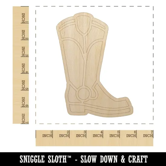 Cowboy Boot Western Unfinished Wood Shape Piece Cutout for DIY Craft Projects {1}
