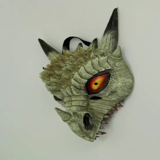 Dark White Horned Dinosaur Adult Halloween Mask Costume Accessory {3}