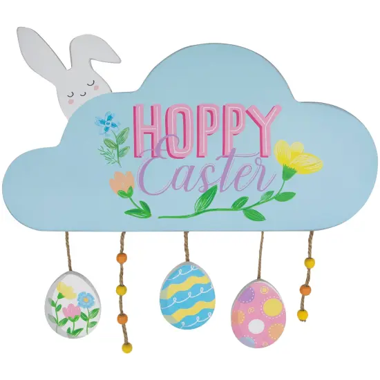 Northlight Hoppy Easter Wooden Wall Sign with Bunny and Eggs - 15.75" Multi {1}